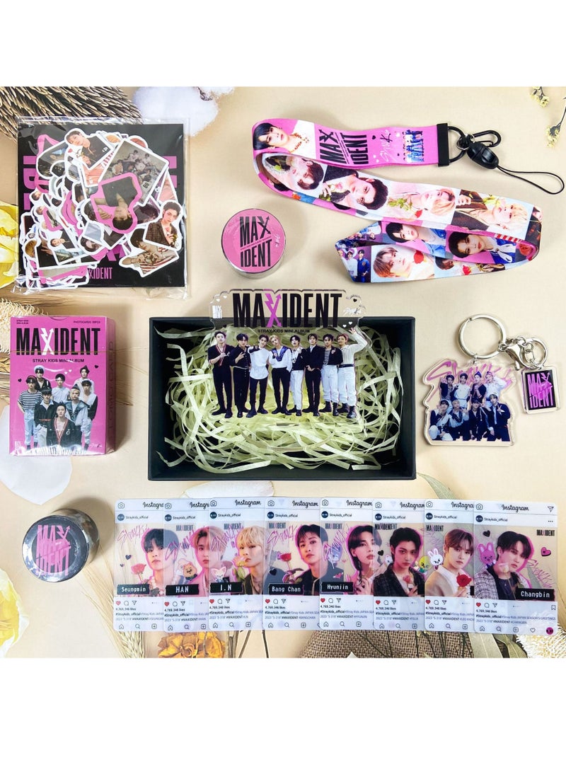 Generic 166-piece Kpop SKZ Stray Kids Album MAXIDENT Merch Sets Lomo Cards Photocards Stickers Lanyards Keychain Tape Standing Sign Set  - Image 3