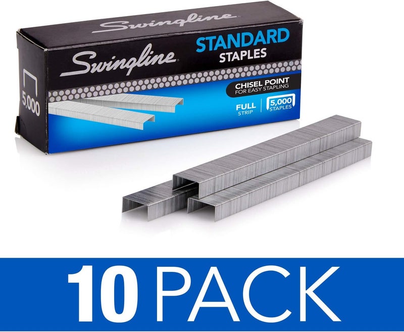 Swingline Staples, Standard, .64 cm Length, 210/Strip, 5000/Box, 10 Pack (35111) - Image 2
