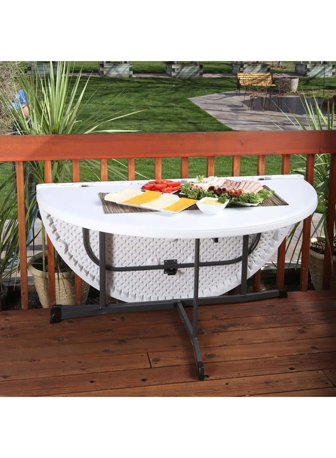 Lifetime 60 Inch, Round Commercial, Fold-in-Half Table,10 Year Limited warranty, White Granite Colour, LFT-5402 - Image 5