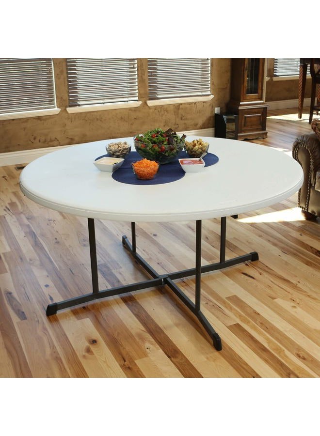 Lifetime 60 Inch, Round Commercial, Fold-in-Half Table,10 Year Limited warranty, White Granite Colour, LFT-5402 - Image 4