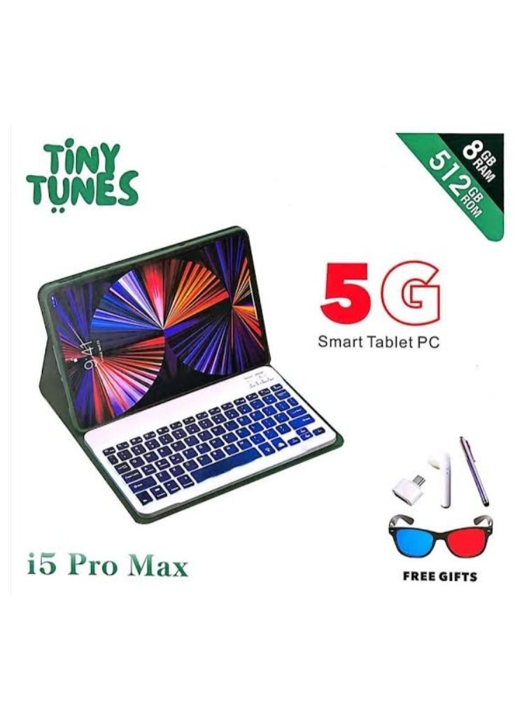 Tiny Tunes Tiny Tunes i5 Pro Max 5G Kids Tablet – 8GB RAM, 512GB Storage, 7-Inch Android 13 Smart Tablet PC with Detachable Keyboard, 13MP Camera, and Free Educational Gifts for Learning and Entertainment  - Image 2