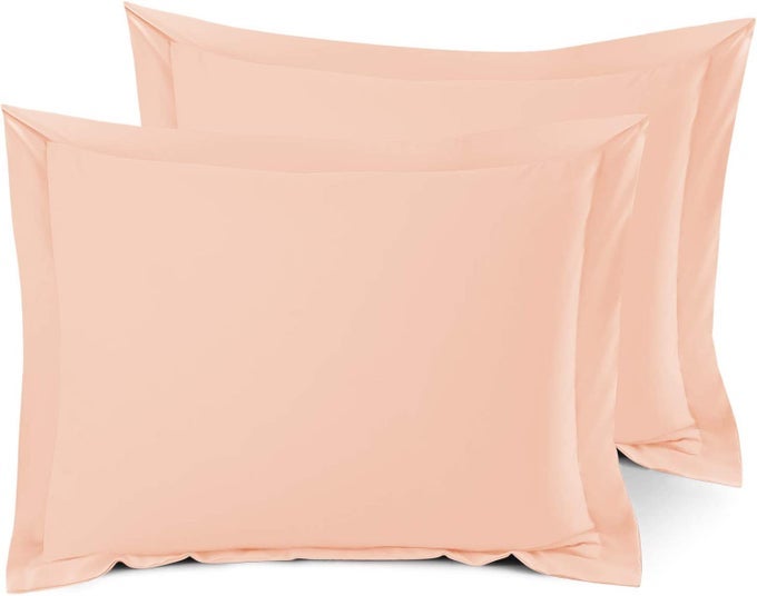 100 COTTON SOLID PILLOW COVERS PILLOW CASES SET OF 2 18X28 PEACH