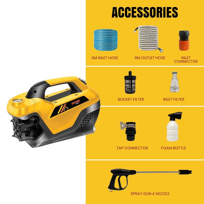 IBELL YO2800 High Pressure Washer 2800W Induction Motor 240 Bar Car Washer High Pressure Gun 12 LMin Flow 8M Hose Portable Pressure Washer for Car Bike Home Outdoor Cleaning - Image 2