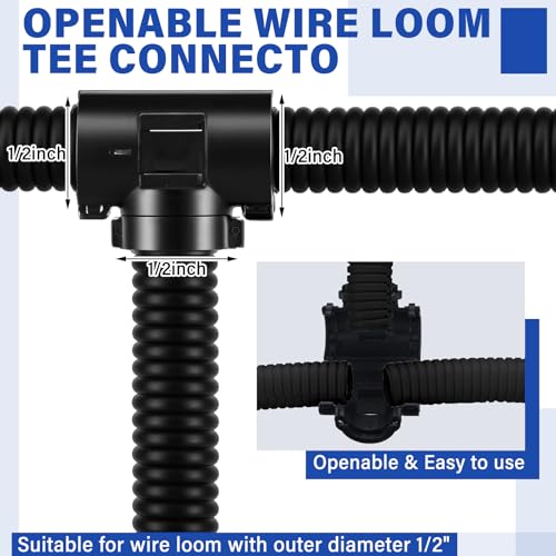Nuanchu 8 Set 12 Inch Wire Loom Connector Car Wire Loom Accessories Openable Tee Tubing T Fitting YType Straight Fittings for 12 Inch Conduit for Auto Home Harness Routing Projects - Image 3
