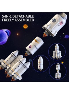 KASTWAVE 5-in-1 Space Shuttle Rocket Toy Set for Kids Ages 3-9: STEM Educational Aerospace Playset with Astronaut Figures, Projection Lamp - Science Adventure Gift for Boys & Girls 3+  - Image 4