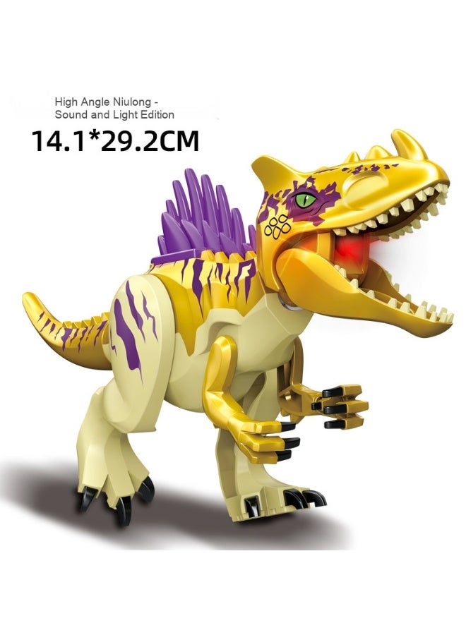 NIBEMINENT Jurassic Sound and Light Assembly Dinosaur - Horned Dragon and Sword Dragon Building Blocks Toy with Sound Effects
