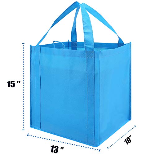 NERUB Set of 10 Reusable Grocery Bags Heavy Duty Shopping Bags Large Grocery Totes with Reinforced Bottom Super Sturdy Handles Washable, Blue - Image 4