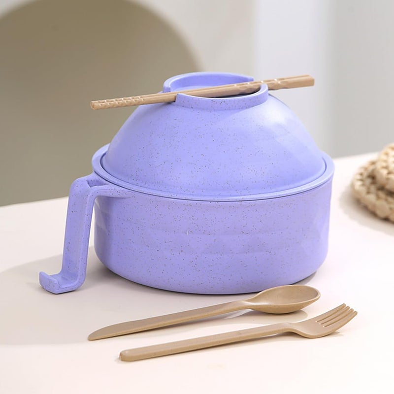 MIUVA Ramen Bowl SetMicrowave Ramen Bowl with LidMicrowave Ramen Bowl with StrainerChopsticks Spoon Fork and Phone HolderInstant Ramen Cooker for DormHome 2 Purple - Image 2