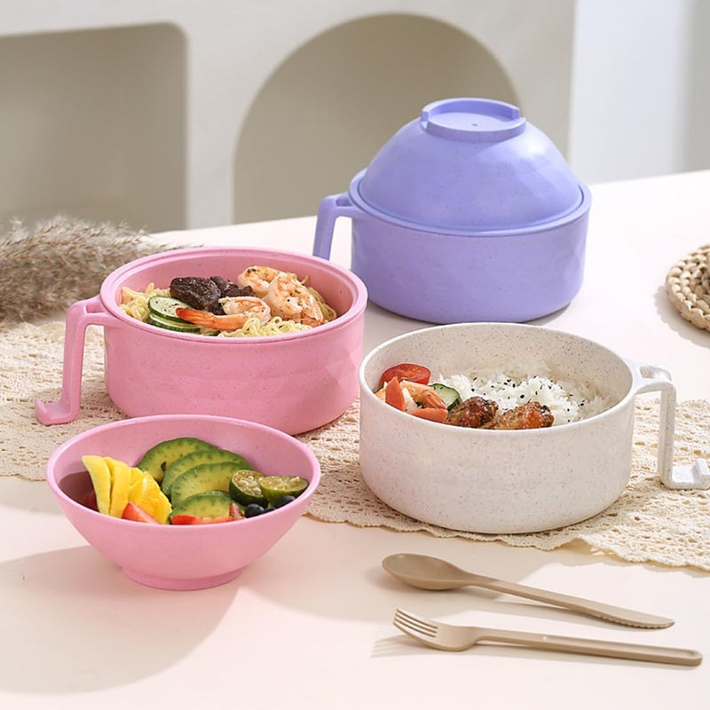 MIUVA Ramen Bowl SetMicrowave Ramen Bowl with LidMicrowave Ramen Bowl with StrainerChopsticks Spoon Fork and Phone HolderInstant Ramen Cooker for DormHome 2 Purple - Image 3