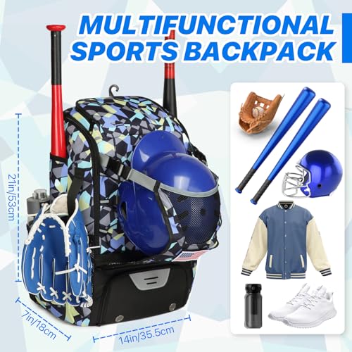 GOTECH Softball Bag,Softball Bat Bag For Youth Adults,Baseball Bag with Fence Hook for TBall Bat & Equipment,Lightweight Baseball Bat Backpack with Shoe Compartment,Large Main Compartment for Helmet - Image 2