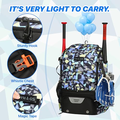 GOTECH Softball Bag,Softball Bat Bag For Youth Adults,Baseball Bag with Fence Hook for TBall Bat & Equipment,Lightweight Baseball Bat Backpack with Shoe Compartment,Large Main Compartment for Helmet - Image 3