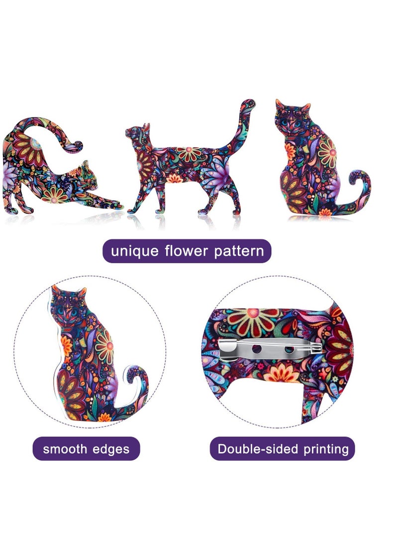 Excefore Adorable Acrylic Cat Brooch Pins Set of 9 Different Patterns Colorful and Eye Catching Lapel Pin Badges - Image 3