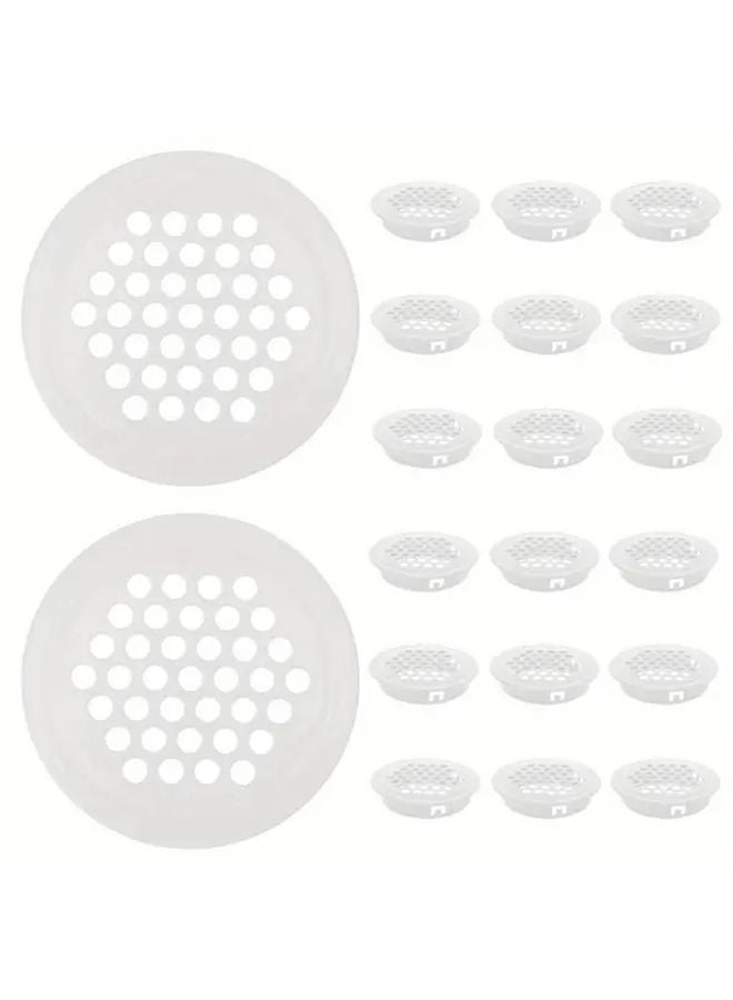 20pcs White Stainless Steel Ventilation Grilles Round Perforated Metal Panels For Wardrobe - Image 1