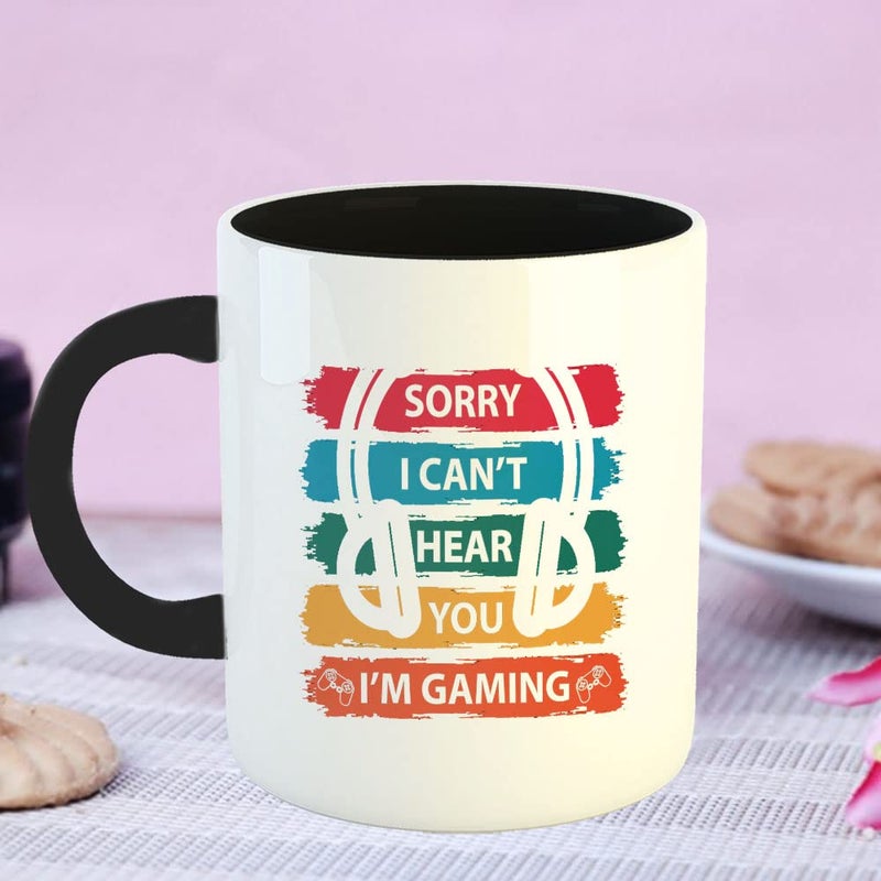 Happu Happu Printed Ceramic Coffee Mug I Cant Hear You Gifts for Video Gamers Gamer Boys Gamer Girls Gaming Freak Enthusiast Gift for Friends Relatives 325 ML11Oz 5665BK  - Image 4
