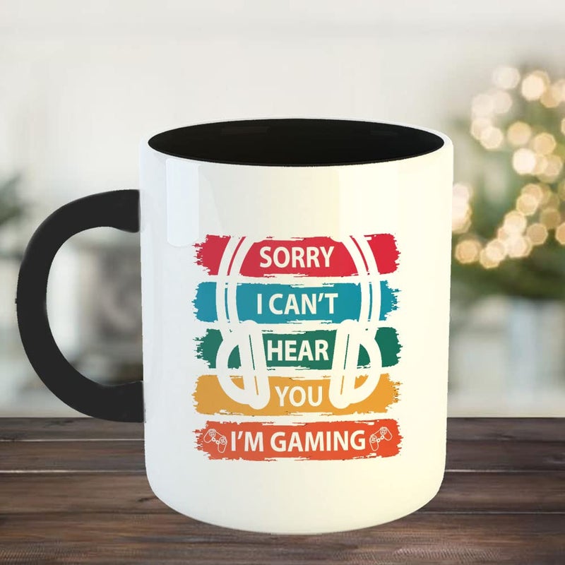 Happu Happu Printed Ceramic Coffee Mug I Cant Hear You Gifts for Video Gamers Gamer Boys Gamer Girls Gaming Freak Enthusiast Gift for Friends Relatives 325 ML11Oz 5665BK  - Image 2