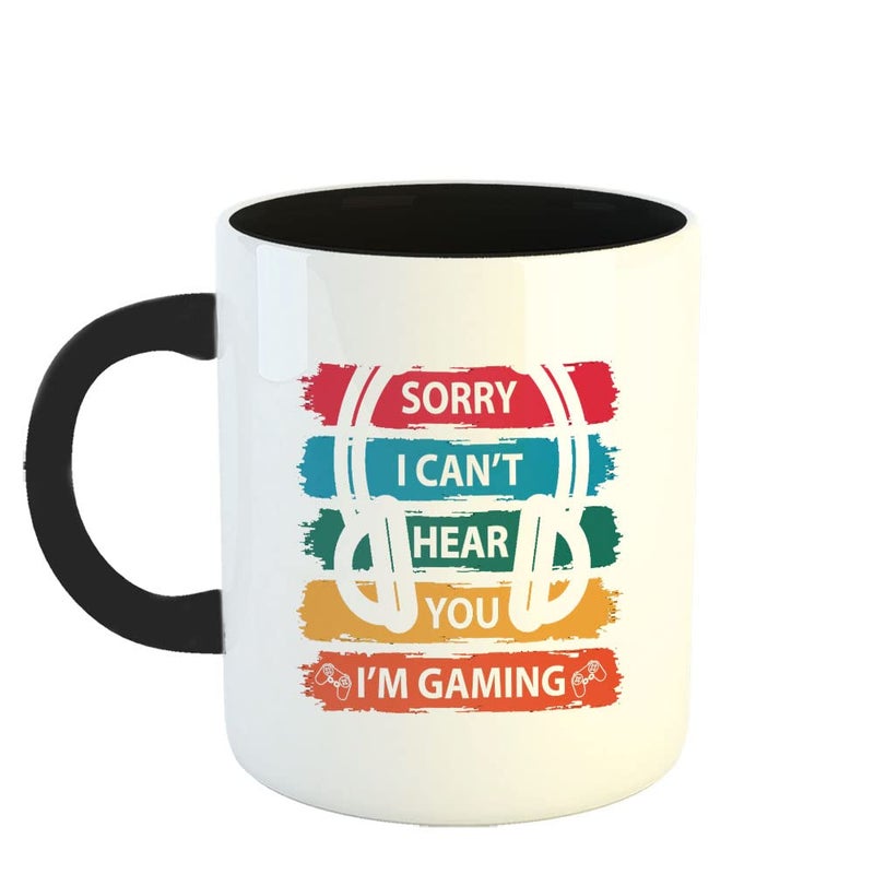 Happu Happu Printed Ceramic Coffee Mug I Cant Hear You Gifts for Video Gamers Gamer Boys Gamer Girls Gaming Freak Enthusiast Gift for Friends Relatives 325 ML11Oz 5665BK  - Image 1
