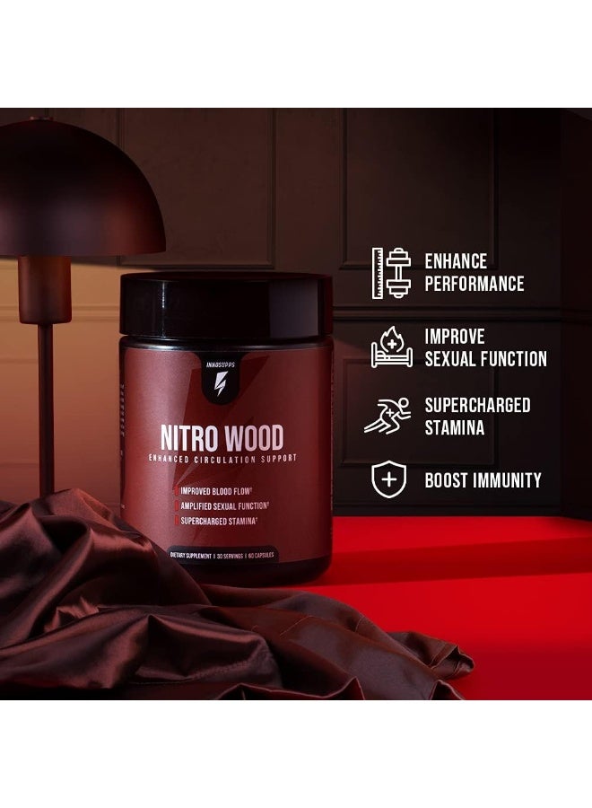 INNOSUPPS Inno Supps Nitro Wood Blood Circulation Enhancer, Male Function Amplifier, Improves Blood Flow & Supercharge Stamina 60 Capsules - Image 3