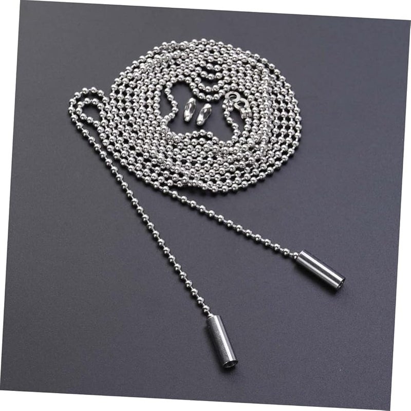 STOBOK 4 حزمة سلسلة سحب مخرّمة لتمديد مفتاح ضوء مروحة السقف فضي - Image 3