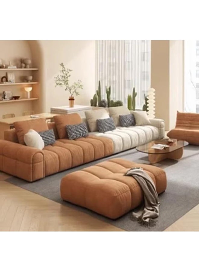 Poppins Home Modern Luxury Cloud Loveseat Sectional Sofa - European Style, Full Comfort for Living Room or Apartment (Rustic Brown & Beige)  - Image 1