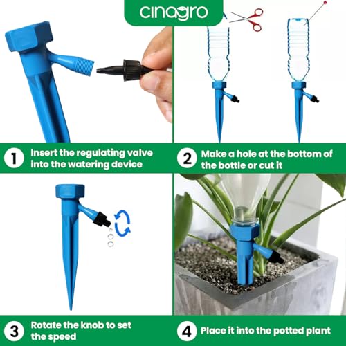 Cinagro (Pack of 6) Drip Irrigation kit for Home Garden, Self-Watering Spikes, Drip Spikes for Plants, Home Garden, Automatic Plant Watering Devices - Image 5