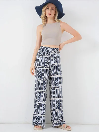 BIG DART BDART High Waist Geometric Striped Palazzo Pants