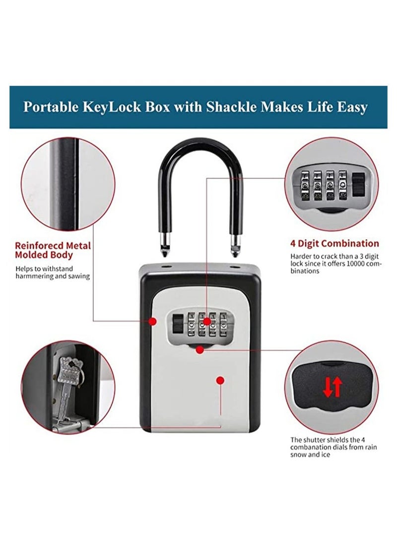 Generic - Key Lock Box Wall Mounted, Portable Lock Box for House Key, 5 Key Capacity, Weatherproof Resettable Code House Key Safe Security Lock Box for Indoor, Outdoor, Garage, Garden, Store - Image 1