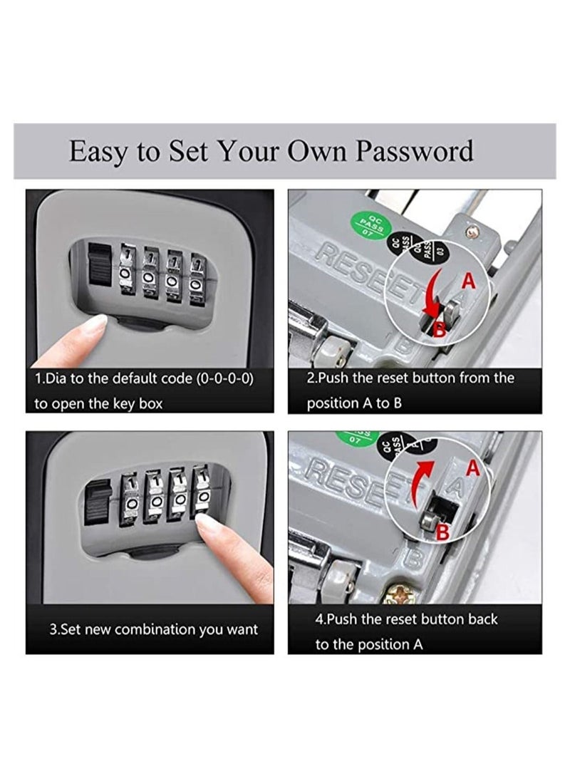 Generic - Key Lock Box Wall Mounted, Portable Lock Box for House Key, 5 Key Capacity, Weatherproof Resettable Code House Key Safe Security Lock Box for Indoor, Outdoor, Garage, Garden, Store - Image 1