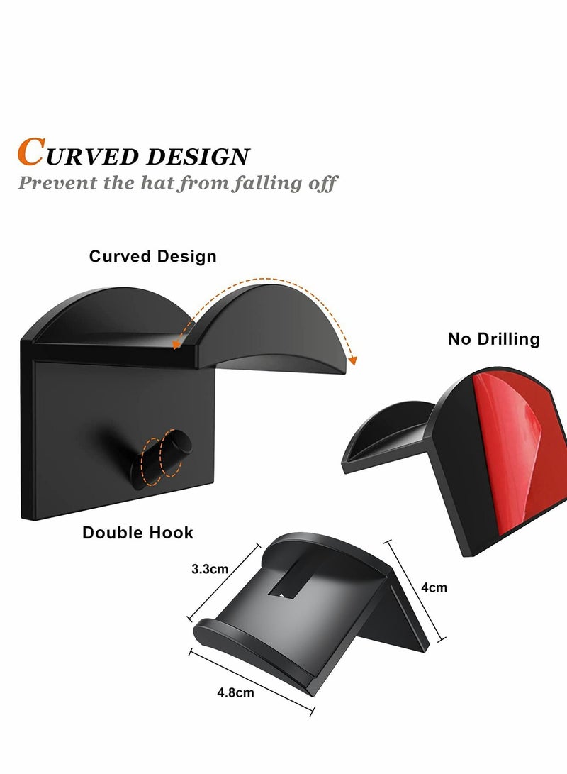 Hat Hooks for Wall, 10Pcs Adhesive Racks Baseball Caps Organizer Cowboy Rack Display Holder Cap Hangers Closet, Black - Image 3