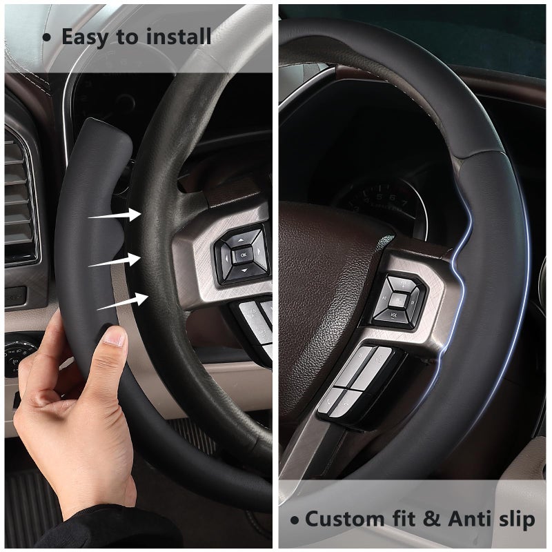 Aotoyou Steering Wheel Cover For Ford F150/ 2015-2020/ F250 2017-2021/ F350 2017-2021/ F450 2017-2021/ F550 2017-2021/ Ford Expedition 2018-2021 Steering Wheel Protector For Ford Steering Wheel Accessories - Image 4
