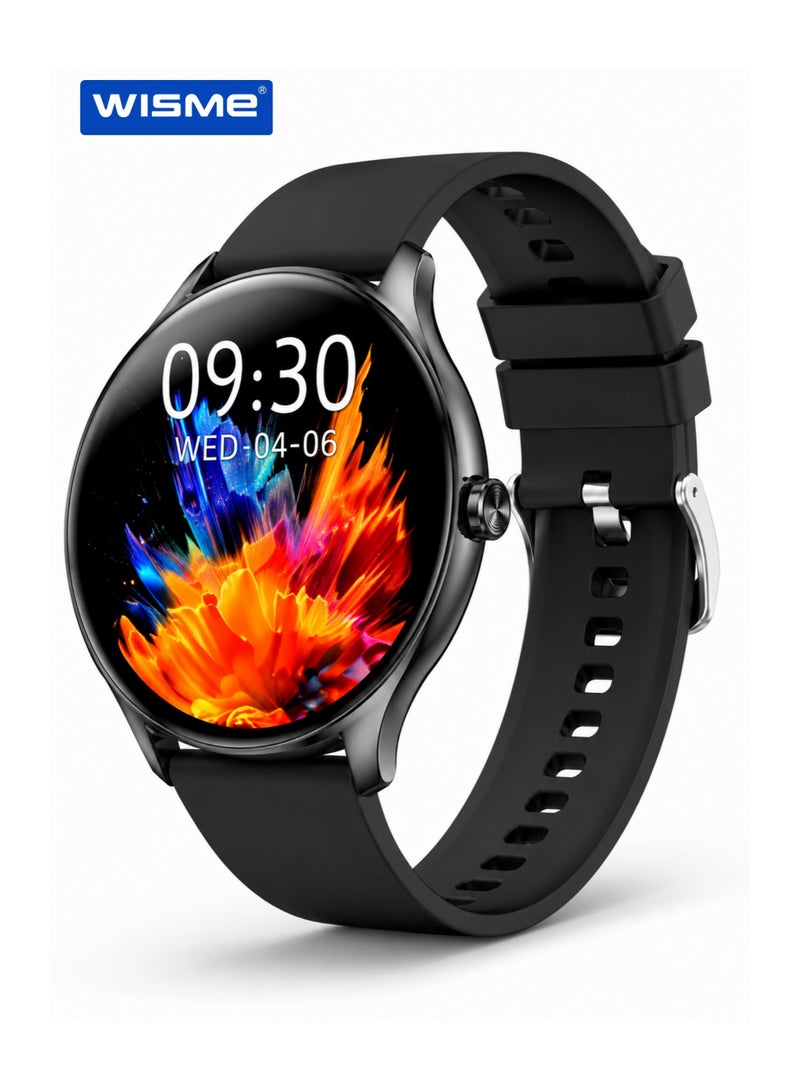 WISME X57 Smart Watch AMOLED Display Bluetooth Calling Fitness Tracker Waterproof Android & iOS Compatible 3 Strap Combo Black - Image 1