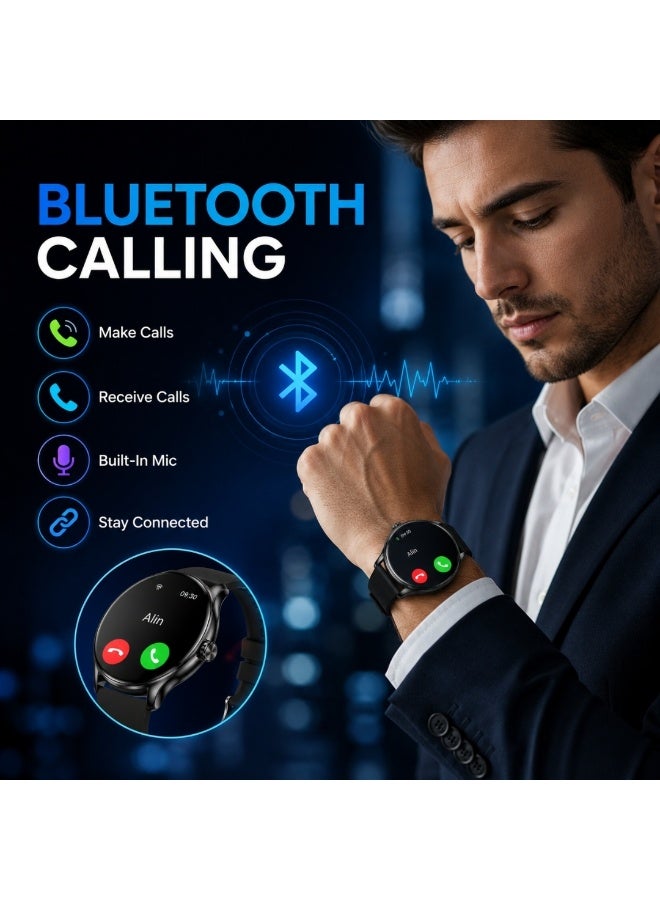 WISME X57 Smart Watch AMOLED Display Bluetooth Calling Fitness Tracker Waterproof Android & iOS Compatible 3 Strap Combo Black - Image 4