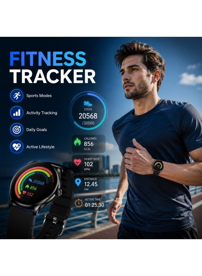 WISME X57 Smart Watch AMOLED Display Bluetooth Calling Fitness Tracker Waterproof Android & iOS Compatible 3 Strap Combo Black - Image 5