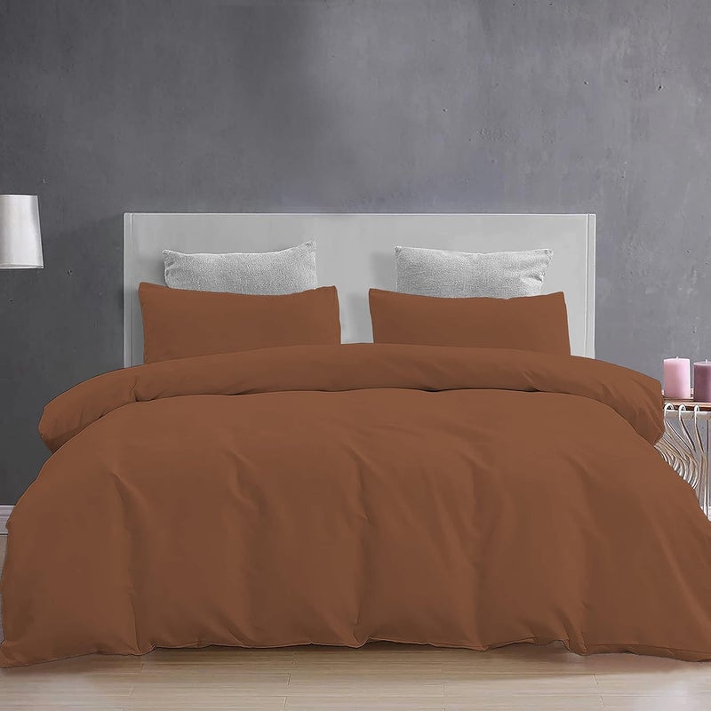 YRM Bedding's YRM Beddings Duvet Covers 100 Microfiber 3Piece Duvet Cover Set Ultra Soft with Zipper Closure Duvet Cover 61X91 Inches and 2 Pillow Cover 18X28 Inches Single SizeChocolate Brown - Image 2