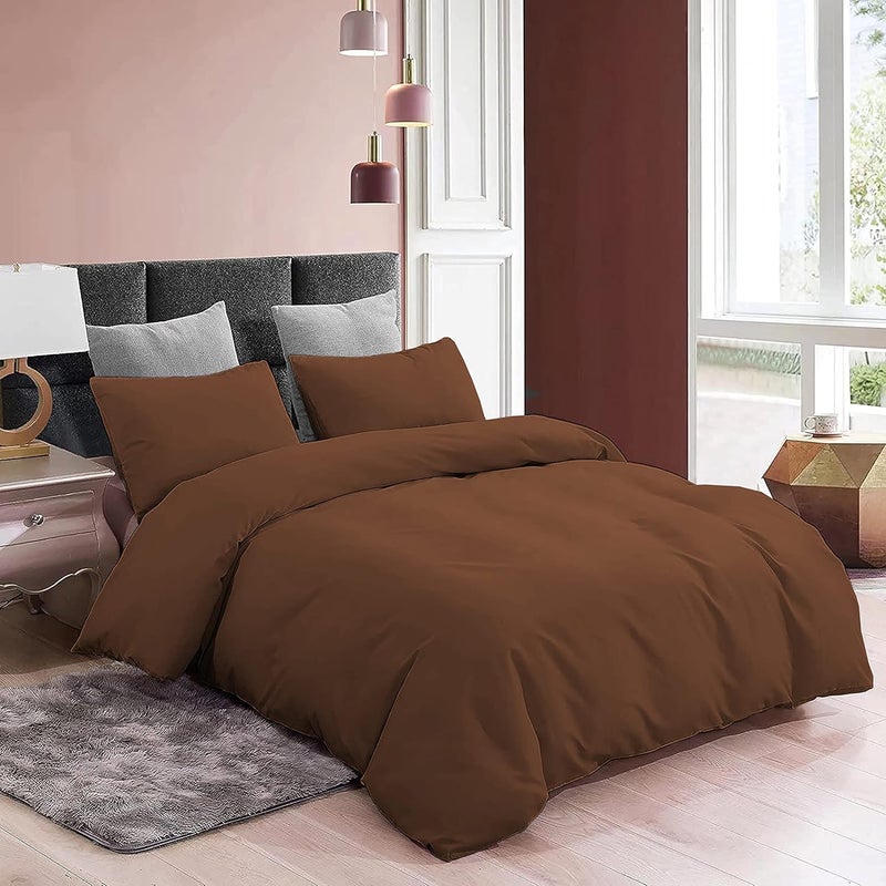 YRM Bedding's YRM Beddings Duvet Covers 100 Microfiber 3Piece Duvet Cover Set Ultra Soft with Zipper Closure Duvet Cover 61X91 Inches and 2 Pillow Cover 18X28 Inches Single SizeChocolate Brown - Image 3