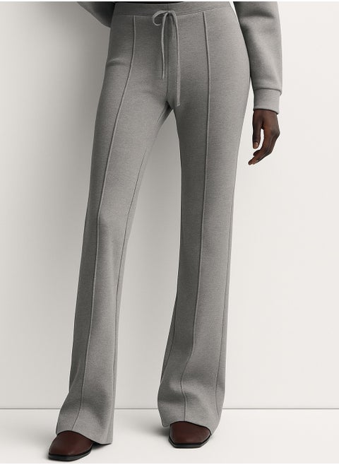 STITCHED INTERLOCK BELL BOTTOM TROUSERS Grey L