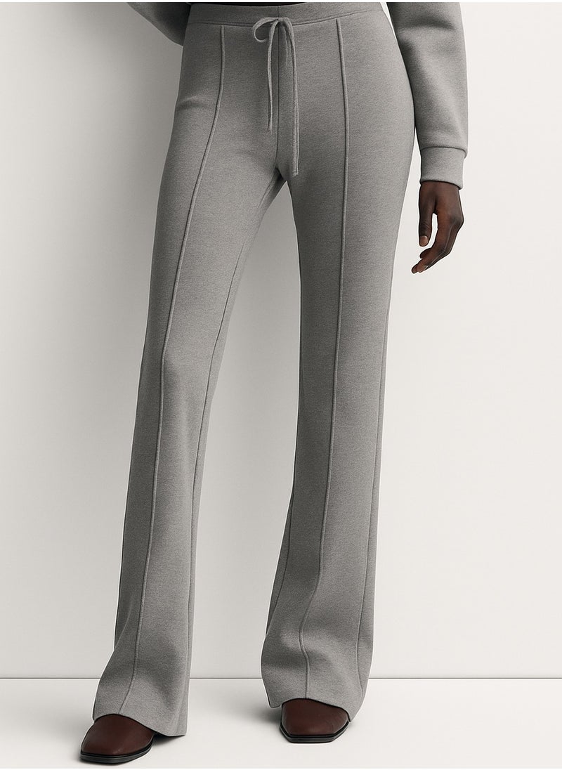 STITCHED INTERLOCK BELL BOTTOM TROUSERS Grey L
