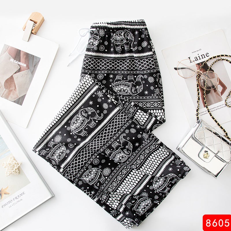 Thailand Yoga Pants Elephant High Waist Wide Leg Pants Beach Pants 2024 New Summer Thin Southeast Asian Hot SellingElephant 605 Elephant 605 