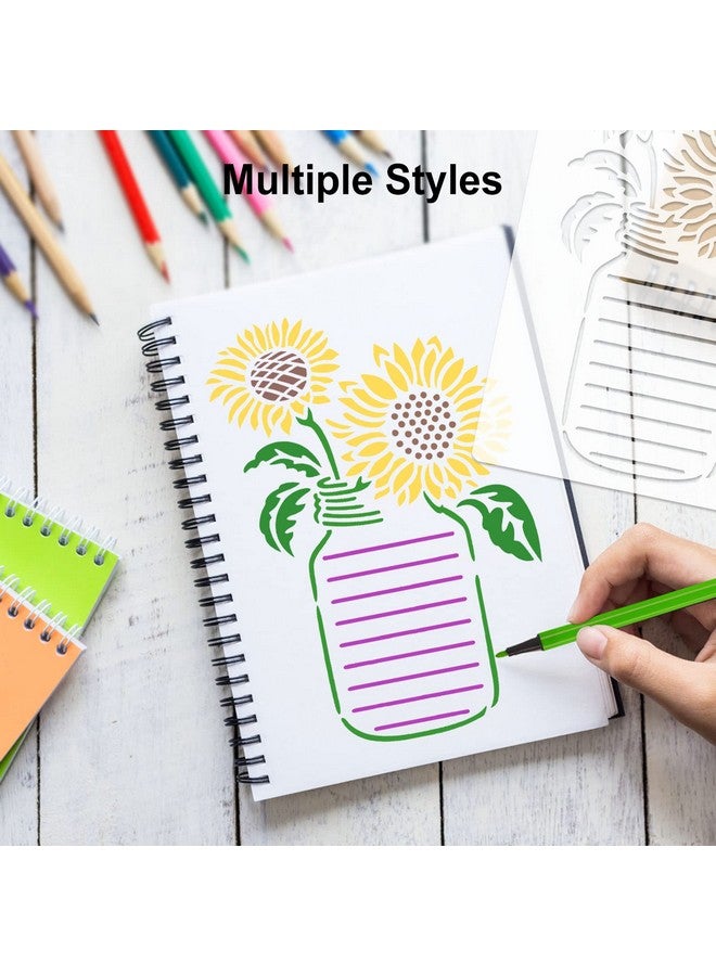 MWOOT 24 Pcs Assorted Drawing Journaling Stencils Set,Mixed Shapes Scale Painting Templates for DIY Albums Schedule Wall Art Decor,Reusable Plastic Paint Template for Diary Card Making (17.8x12.7CM) - Image 2