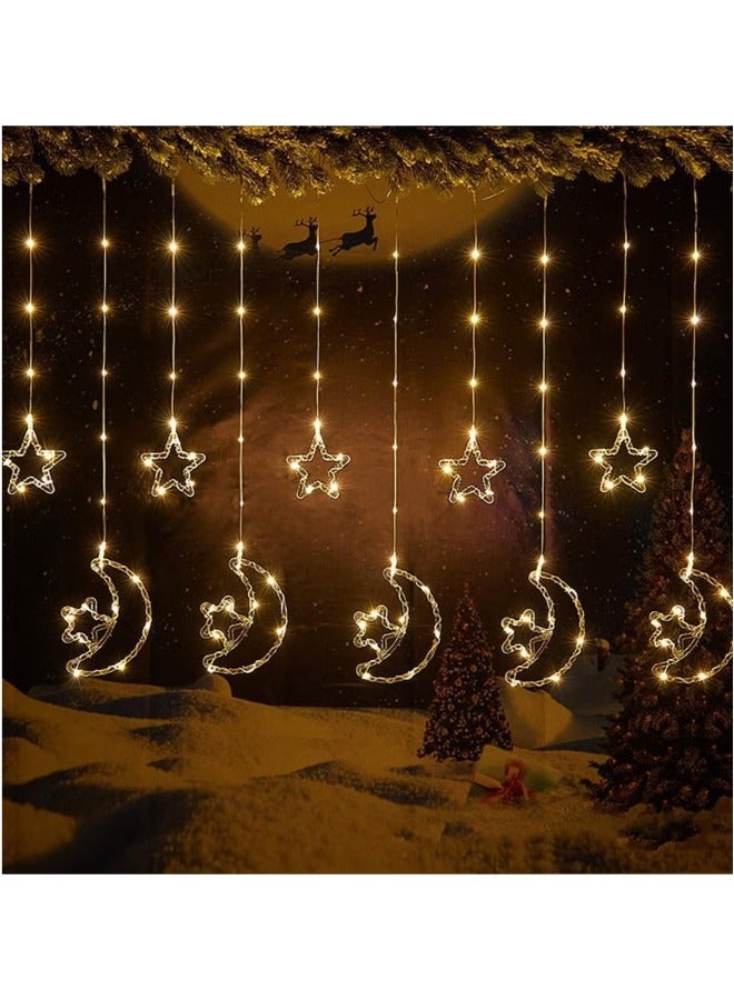 دريمزون أضواء رمضان، ديكورات رمضان للمنزل، ستارة النافذة أضواء القمر الجنية لحفلة رمضان، أضواء رمضان معلقة (أبيض دافئ) - Image 1