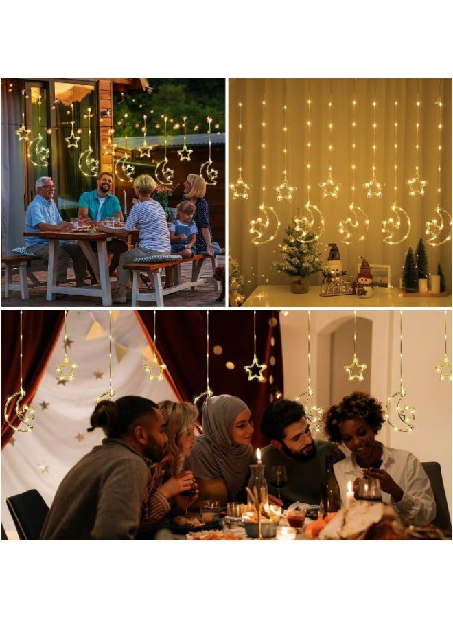 دريمزون أضواء رمضان، ديكورات رمضان للمنزل، ستارة النافذة أضواء القمر الجنية لحفلة رمضان، أضواء رمضان معلقة (أبيض دافئ) - Image 3