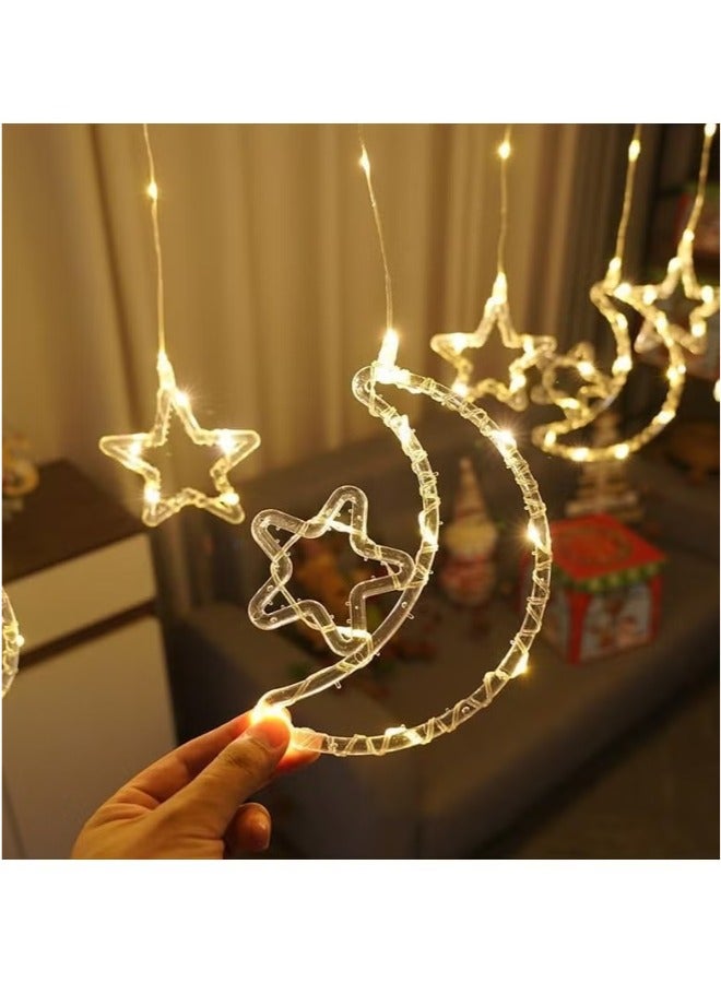 دريمزون أضواء رمضان، ديكورات رمضان للمنزل، ستارة النافذة أضواء القمر الجنية لحفلة رمضان، أضواء رمضان معلقة (أبيض دافئ) - Image 4