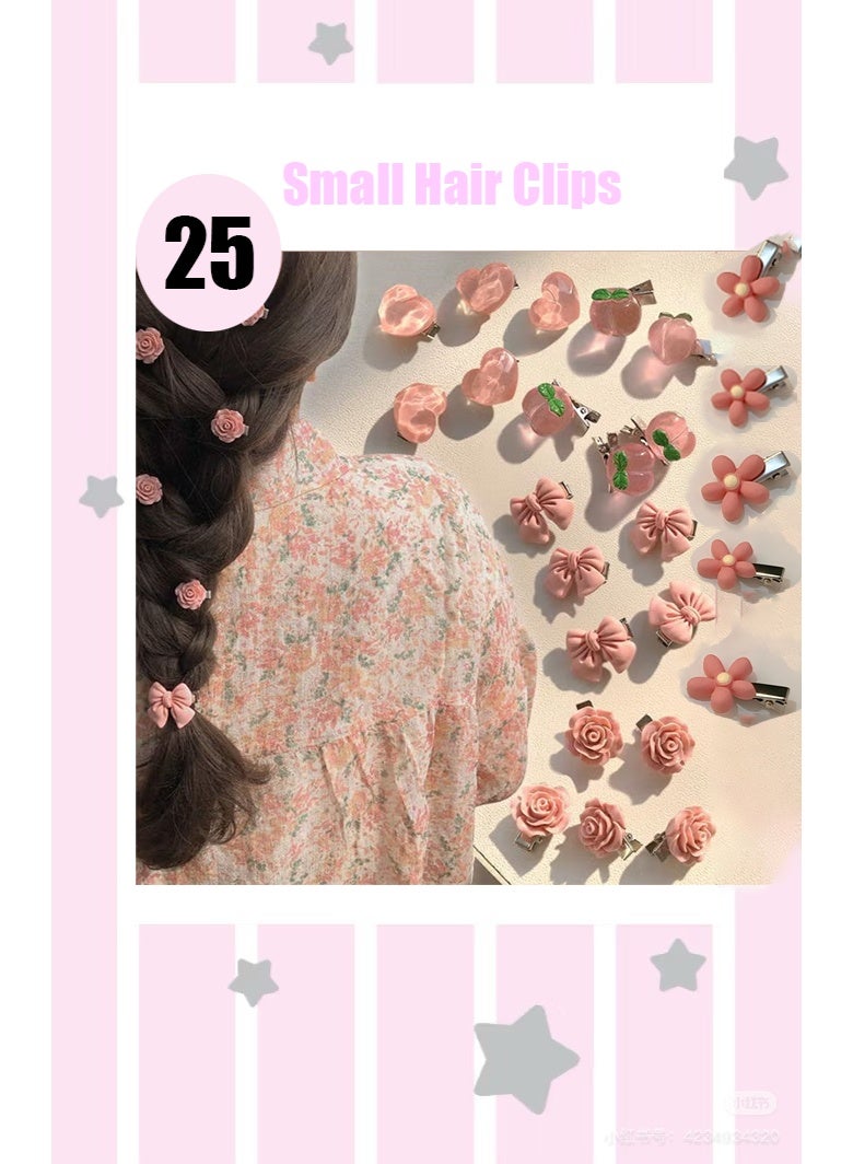 20 قطعة من مشابك الشعر الصغيرة، دبابيس شعر لطيفة باللون الوردي، مشابك شعر صغيرة على شكل قلب وردي خوخي للنساء والفتيات (وردي) - Image 1
