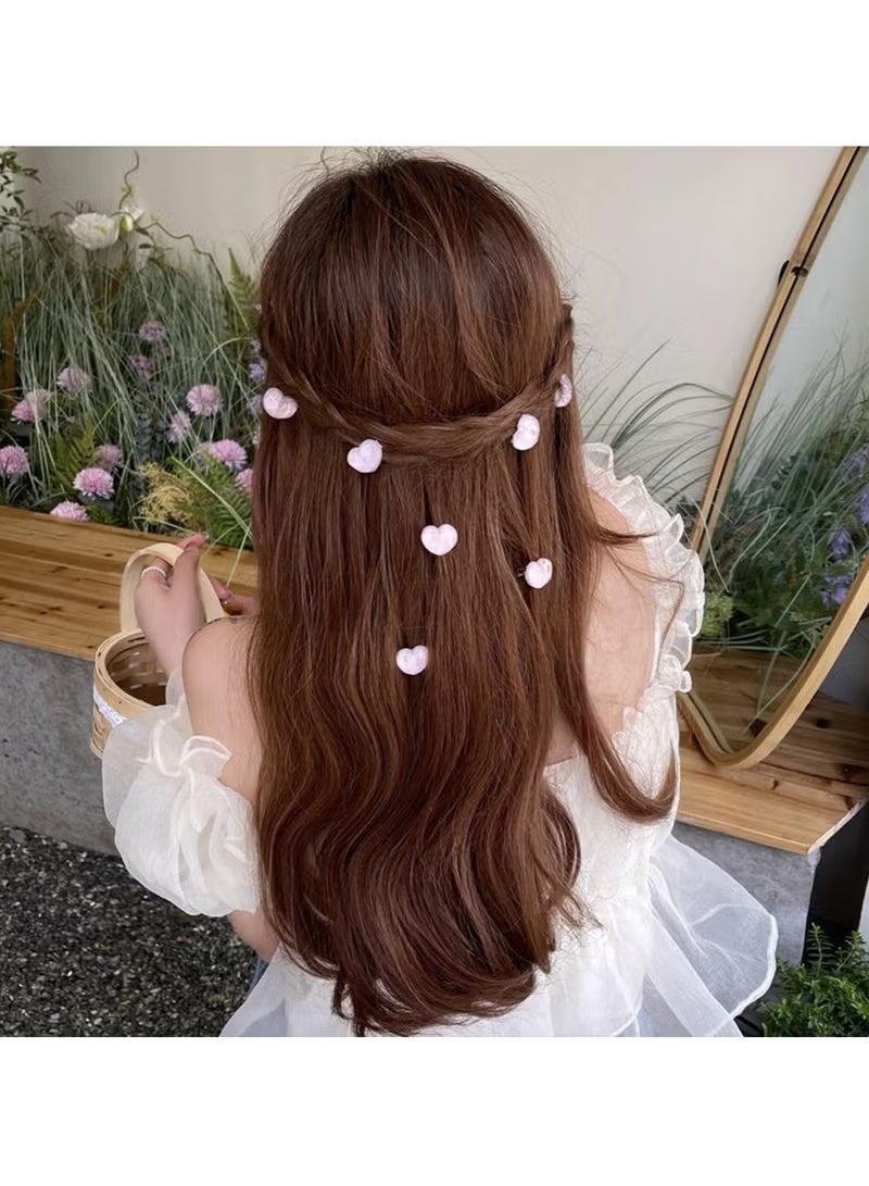 20 قطعة من مشابك الشعر الصغيرة، دبابيس شعر لطيفة باللون الوردي، مشابك شعر صغيرة على شكل قلب وردي خوخي للنساء والفتيات (وردي) - Image 3