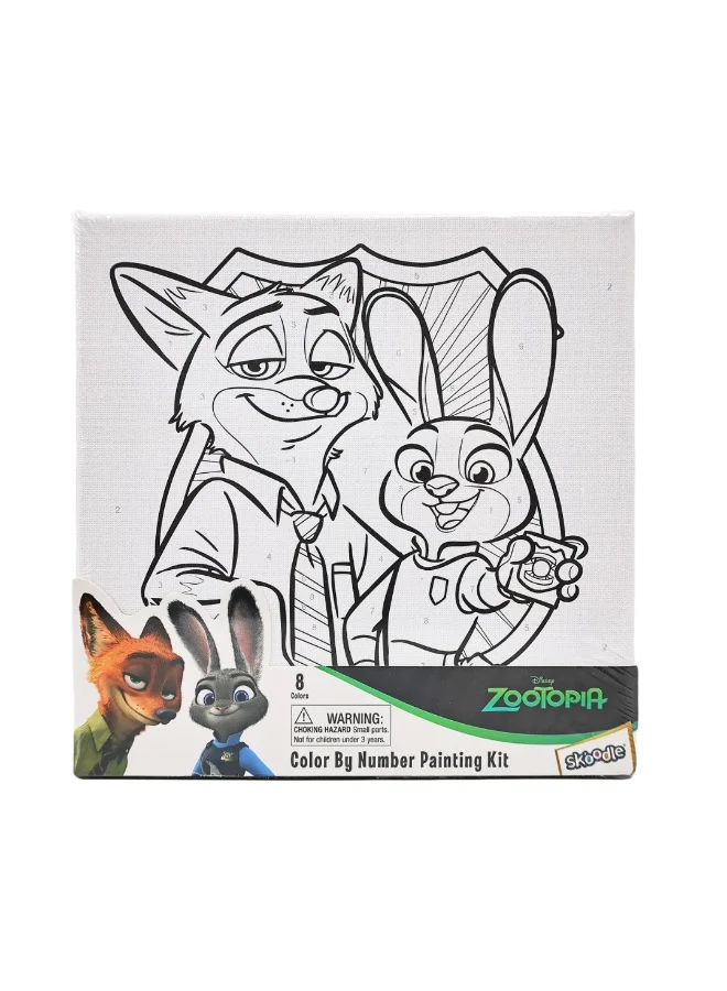 ديزني Zootopia Nick & Judy Color by Number Painting Kit | Canvas with Brushes | Learn Number Recognition & Color Matching | Educational Activity For Kids | Age 3+