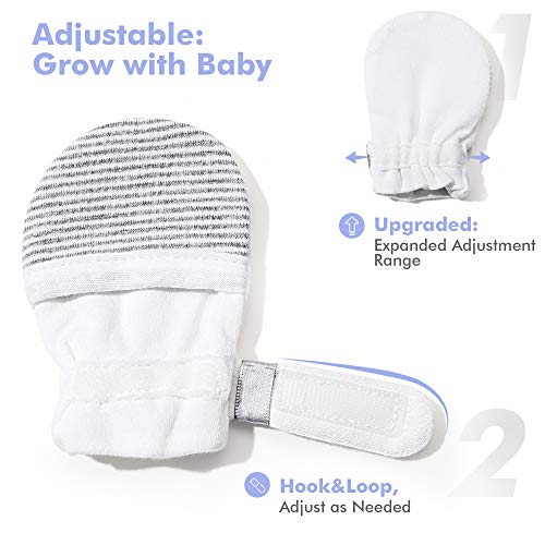HAPIU Baby No Scratch Mittens,Newborn Baby Mittens,Gray&Pink Stripe,6-12 Months - Image 3