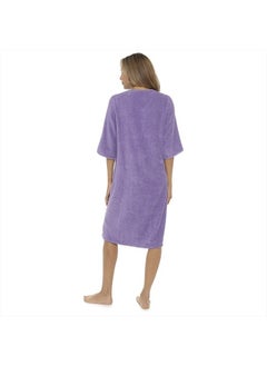 fashion_junction Ladies/Womens 100% Cotton Terry Towelling Zip Front Dressing Gown/Bathrobe/Housecoat (Lilac/Blue, XL)  - Image 2