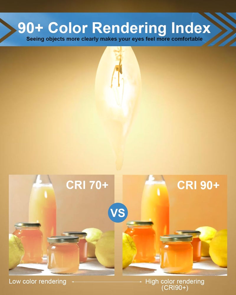 SerBion E12 B10 Clear Candle Base Bulb with Warm White 2700K, 40W Candelabra Light Bulbs, 400 Lumen Dimmable, 120V Incandescent Chandelier Light Bulbs for Pendants, Ceiling Fan, Wall Sconces (12-Pack) - Image 4