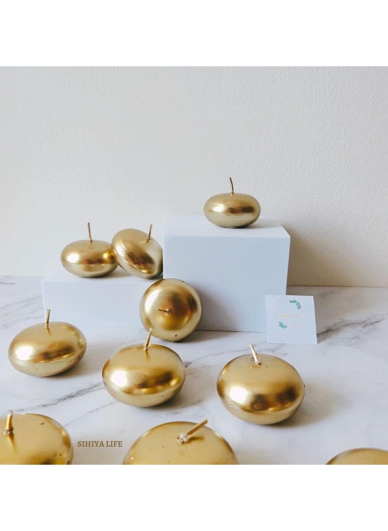 SIHIYA LIFE Pack of 20 Gold Floating Candles, 5x3cm, Unscented & Dripless Dinner Candles for Decor, Events, Natural Wax with Cotton Wicks, 5-6 Hours Burn Time  - Image 2