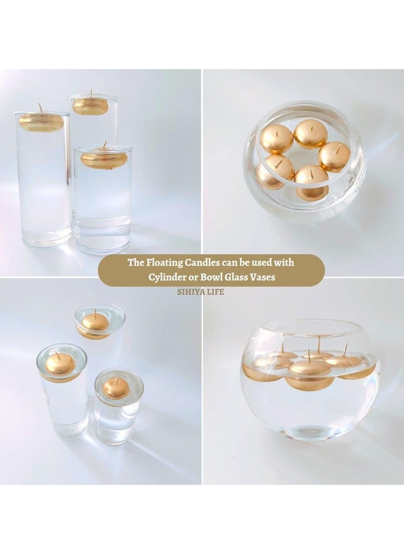 SIHIYA LIFE Pack of 20 Gold Floating Candles, 5x3cm, Unscented & Dripless Dinner Candles for Decor, Events, Natural Wax with Cotton Wicks, 5-6 Hours Burn Time  - Image 3