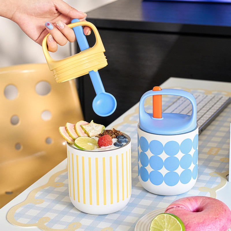 CHAKO LAB Food Jar 15 oz | Stainless Steel Vacuum Insulated for Hot Food and Cold Food | Wide Mouth Leak Proof Lunch Storage for Smoothie Bowl, Soup, Yogurt(Yellow and White) - Image 3